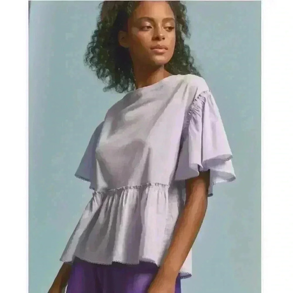 By anthropology Tops - By Anthropologie Babydoll Top Light Lavender Color Cotton Size Large